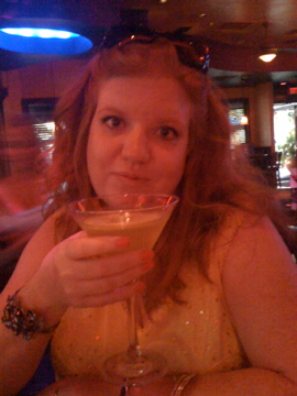 Hollie enjoying an Apple Martini