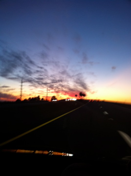 Beautiful sunset from the car
