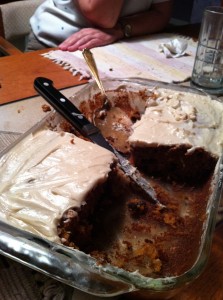 Justin's carrot cake after we all took the piece that we wanted